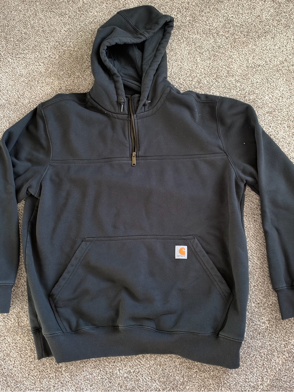 Carhartt Men's Black Hooded Quarter-Zip Rain Defender Work Sweatshirt